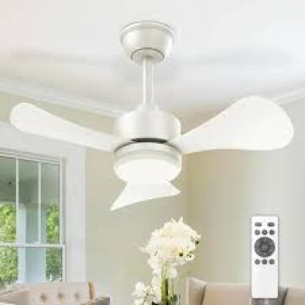 Ventilador de Teto FANSVENTO 71cm Branco Com Luz LED e Controle Remoto